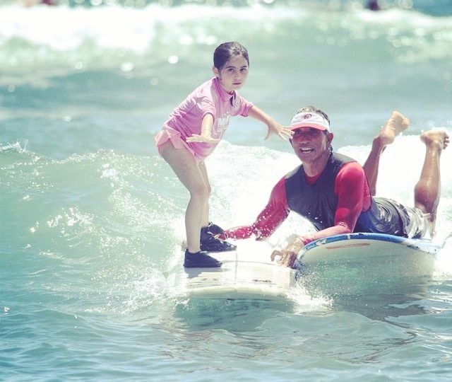 My little girl catching waves, her instructor said she was fearless #soproud #firsttimesurfing