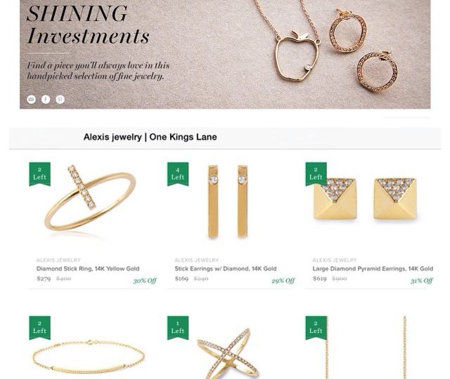 Over 40 of our styles are now available on #onekingslane in their fine jewelry boutique.  Grab them while you can! #shininginvestments #finejewelry #14kgold #diamonds #blackdiamonds #alexisjewelry