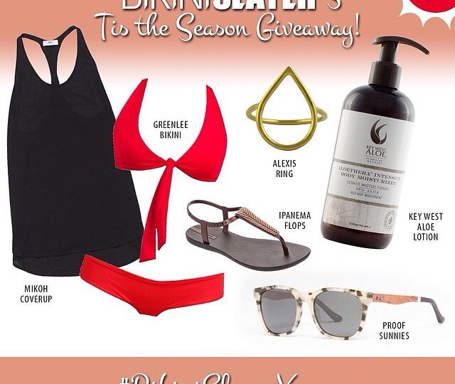 We have teamed up with some amazing brands for Week Number 2 of Bikini Slayer's #tistheseason giveaway!  Here is how to win this bag of incredible goodies:  1)You must follow the whole gang on Instagram- I know it seems like a lot of effort, but it’s worth it! (Follow us: @greenleeswim @ipanemausa @alexis_jewelry @proofeyewear @mikoh @keywestaloe @bikinislayer)2) Repost this Feature Picture  Instagram and hashtag #BikiniSlayerXmas and tell us why you want to win.3) Winner will be selected at random and announced in the comments of this picture on Bikini Slayer's Instagram on Sunday Dec 14!  Good luck to everyone! #giveaway #holidays #xmas #dewdrop #ring #surferbabes #beachwear
