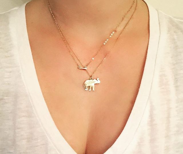 #alexisjewelry #elephant #necklace #gold #yellowgold #diamonds #finejewelry #stackable #delicate #everyday #jewelry